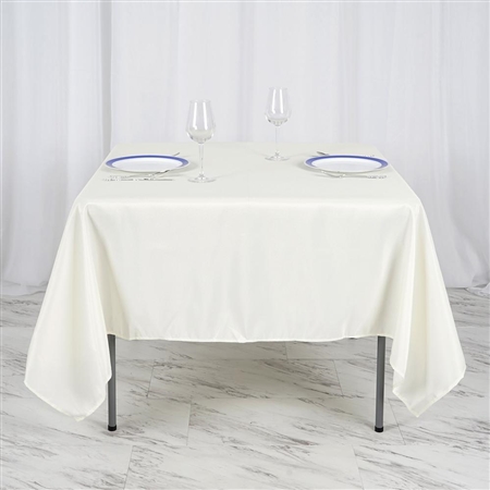 70" Ivory Wholesale Polyester Square Linen Tablecloth For Wedding Party Restaurant