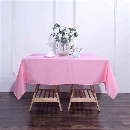 70" Pink Wholesale Polyester Square Linen Tablecloth For Wedding Party Restaurant