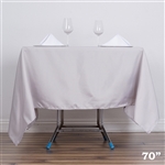 70" Silver Wholesale Polyester Square Linen Tablecloth For Wedding Party Restaurant