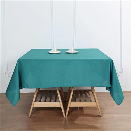 70" Teal Wholesale Polyester Square Linen Tablecloth For Wedding Party Restaurant