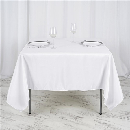 70" White Wholesale Polyester Square Linen Tablecloth For Wedding Party Restaurant