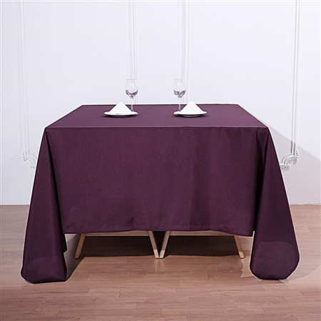 90" Eggplant Wholesale Polyester Square Linen Tablecloth For Banquet Party Restaurant