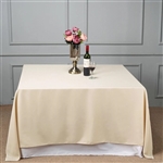 90" Beige Wholesale Polyester Square Linen Tablecloth For Banquet Party Restaurant