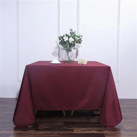 90" Burgundy Wholesale Polyester Square Linen Tablecloth For Banquet Party Restaurant