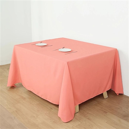 90" Coral Wholesale Polyester Square Linen Tablecloth For Banquet Party Restaurant