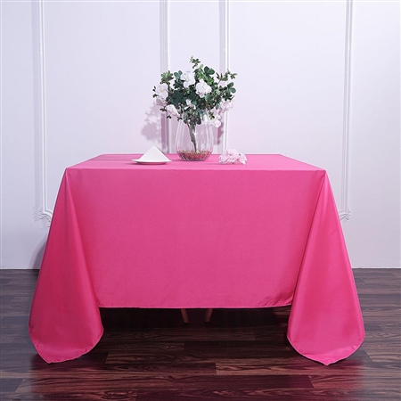 90" Fushia Wholesale Polyester Square Linen Tablecloth For Banquet Party Restaurant