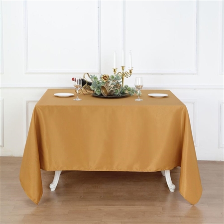90" Gold Wholesale Polyester Square Linen Tablecloth For Banquet Party Restaurant