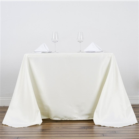 90" Ivory Wholesale Polyester Square Linen Tablecloth For Banquet Party Restaurant