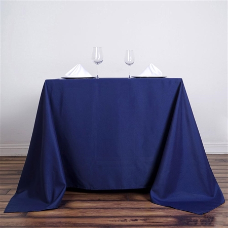 90" Navy Blue Wholesale Polyester Square Linen Tablecloth For Banquet Party Restaurant