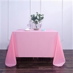 90" Pink Wholesale Polyester Square Linen Tablecloth For Banquet Party Restaurant