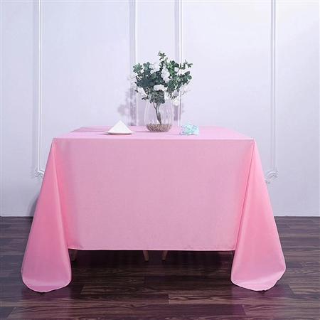 90" Pink Wholesale Polyester Square Linen Tablecloth For Banquet Party Restaurant