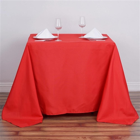 90" Red Wholesale Polyester Square Linen Tablecloth For Banquet Party Restaurant