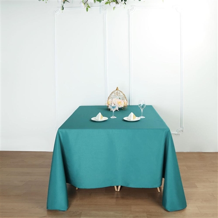 90" Teal Wholesale Polyester Square Linen Tablecloth For Banquet Party Restaurant