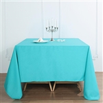 90" Turquoise Wholesale Polyester Square Linen Tablecloth For Banquet Party Restaurant