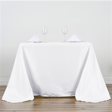 90" White Wholesale Polyester Square Linen Tablecloth For Banquet Party Restaurant
