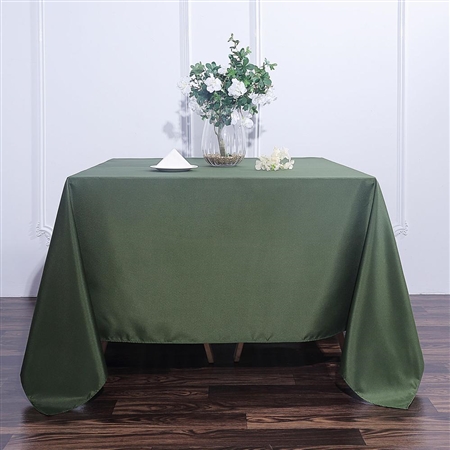 90" Moss Green Wholesale Polyester Square Linen Tablecloth For Banquet Party Restaurant