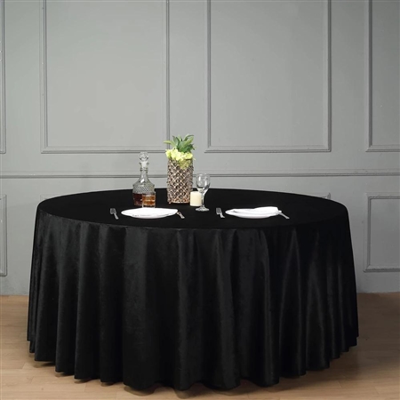 120" Econoline Velvet Round Tablecloth - Black