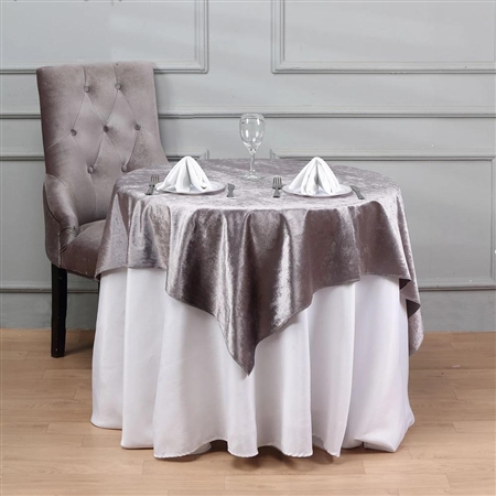 54'' x 54'' Econoline Velvet Table Overlay - Charcoal Gray