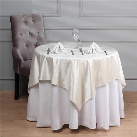 54'' x 54'' Econoline Velvet Table Overlay - Ivory