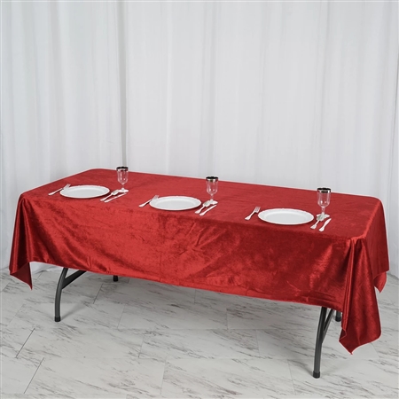 60" x 102" Econoline Velvet Rectangle Tablecloth - Wine
