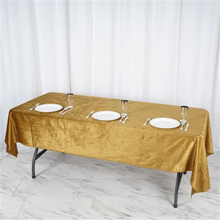 60" x 102" Econoline Velvet Rectangle Tablecloth - Gold