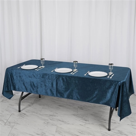 60" x 102" Econoline Velvet Rectangle Tablecloth - Navy Blue
