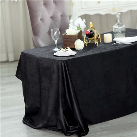 90" x 132" Econoline Velvet Rectangle Tablecloth - Black