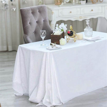90" x 132" Econoline Velvet Rectangle Tablecloth - White