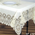 54"x72" Eco-Friendly Ivory 0.6mil Thick Waterproof Lace Vinyl Tablecloth Protector Cover