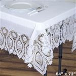 54"x72" Eco-Friendly White 0.6mil Thick Waterproof Lace Vinyl Tablecloth Protector Cover