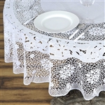 70" Eco-Friendly White 0.6mil Thick Waterproof Lace Vinyl Round Tablecloth Protector Cover