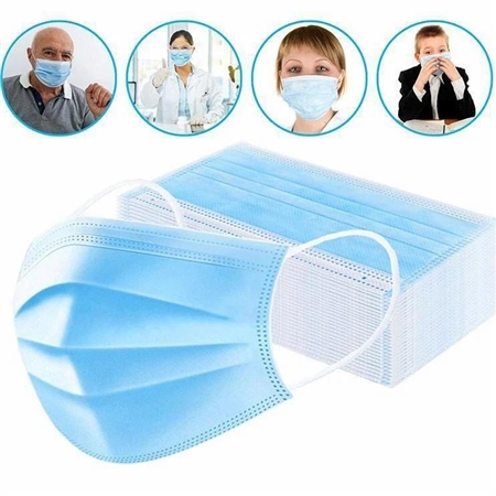 3 Ply Disposable Face Mask with Ear Loop - 50-Pack