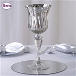 11" Tall Silvered Glass Candle Holder Vase Centerpiece For Wedding Event Table Décor - Pack of 4