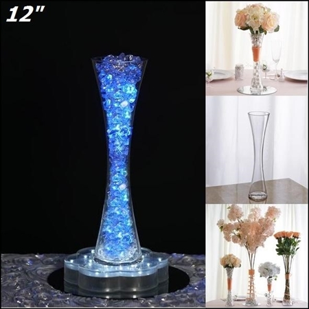 12" Clear Hourglass Shaped Floral Centerpiece Vase Wedding Party Decoration - Pack of 12