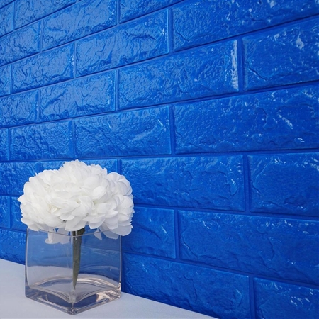 58 Sq. Ft Royal Blue 3D Faux Foam Bricks Self-adhesive Waterproof Art Wall Panel -  Pack of 10