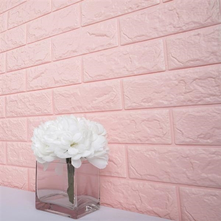 58 Sq. Ft Blush Pink 3D Faux Foam Bricks Self-adhesive Waterproof Art Wall Panel -  Pack of 10