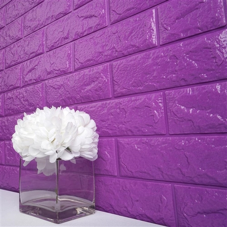 58 Sq. Ft Purple 3D Faux Foam Bricks Self-adhesive Waterproof Art Wall Panel -  Pack of 10