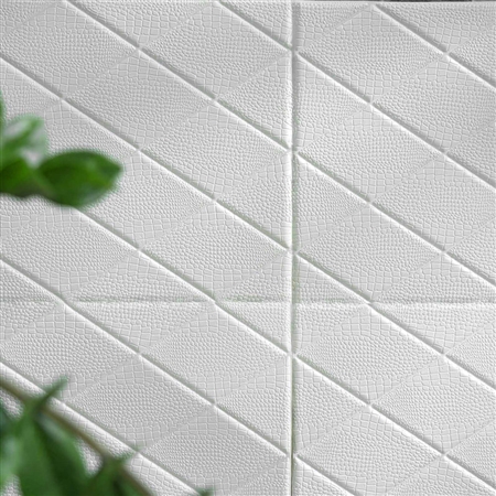 40 Sq Ft 3D Alligator Skin Design White Foam Self Adhesive Wall Panels - Pack of 10