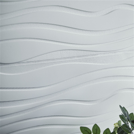 40 Sq Ft 3D Waves Design White Foam Self Adhesive Wall Panels - Pack of 10