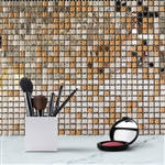 12"x12" Rose Gold Backsplash Peel and Stick Colored Glass Mosaic Mirror Wall Tiles - 10 Pack