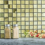 12"x12" Gold Backsplash Peel and Stick Colored Glass Mosaic Mirror Wall Tiles - 10 Pack