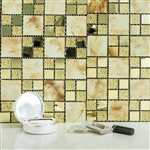 12"x12" Gold Backsplash Peel and Stick Marble Glass Mosaic Mirror Wall Tiles - 10 Pack