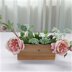 10x5'' Natural Rectangular Wood Planter Box Set With Removable Plastic Liners - 4 Pack