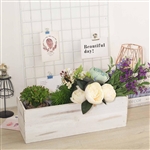 18"x6" Whitewash Rectangular Wood Planter Box Set With Removable Plastic Liners