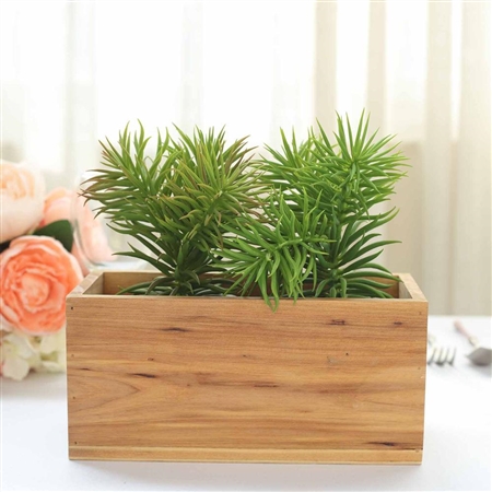 8x4'' Natural Rectangular Wood Planter Box Set With Removable Plastic Liners - 4 Pack
