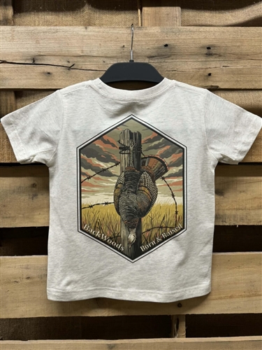 Backwoods Born & Raised Turkey on Barbed Wire Fence