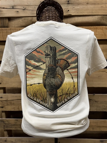 Backwoods Born & Raised Turkey on Barbwire Fence