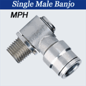 Nickel Push to Connects Hose Fittings - Male Banjo- Tube X Thread