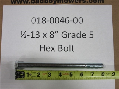 018004600 Bad Boy Mowers Part - 018-0046-00 - 1/2-13 X 8 Gr5 Hex Bolt