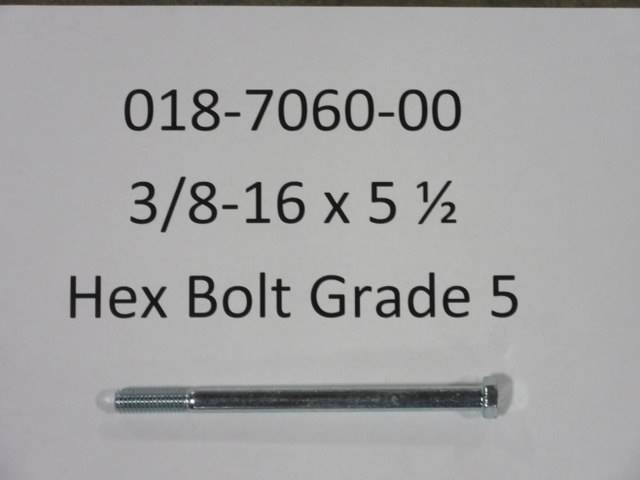 018706000 Bad Boy Mowers Part - 018-7060-00 - 3/8-16 x 5 1/2 Hex Bolt - Grade 5